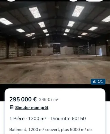 Local d’activité et entrepôt Vente Thourotte 1p 1200m² 295000€