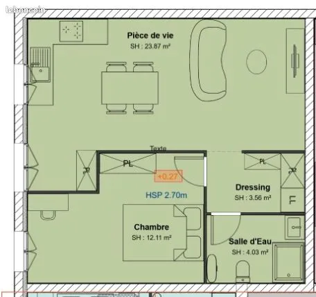 T2 à rénover - 43 m² - Coeur de ville de Belin-Béliet - 2 stationnements