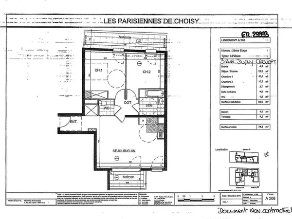 Appartement 3 pièces 61 m²
