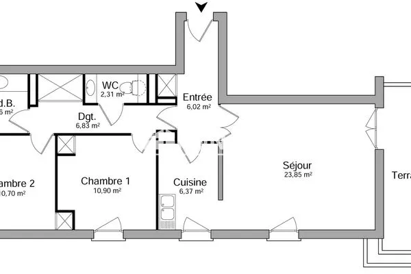 Appartement 3 pièces 72 m²