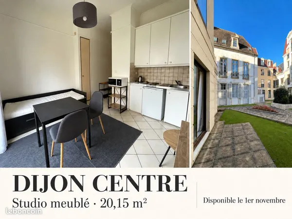 Studio meublé 20 m² avec jardin à usage privatif | Dijon centre