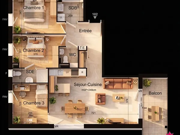 Appartement 4 pièces 81 m²