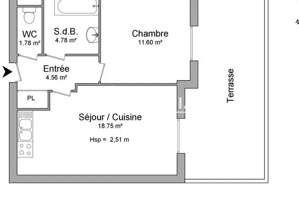 Appartement 2 pièces 41 m²