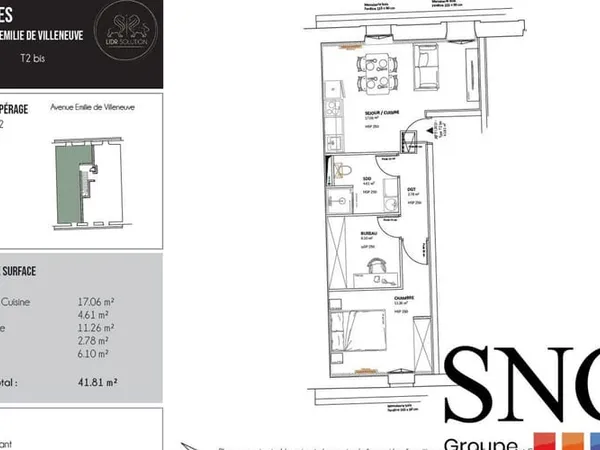 Appartement 2 pièces 41 m²