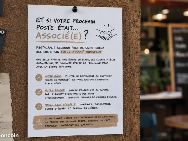 Associé(e) dirigeant bar restaurant