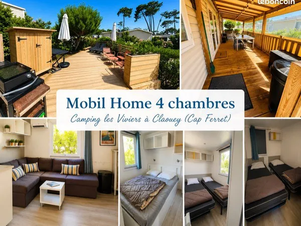 Mobil-home irm smala - 4 chambres - camping des viviers à claouey - cap ferret