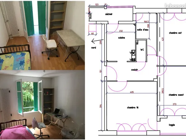Colocation 3 étudiants, appartement facile d'accès, pratique, bien entretenu, rénové en partie