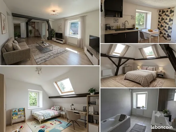 Appartement T5 lumineux de 92 m² - 3 chambres, garage - Chaux (90)