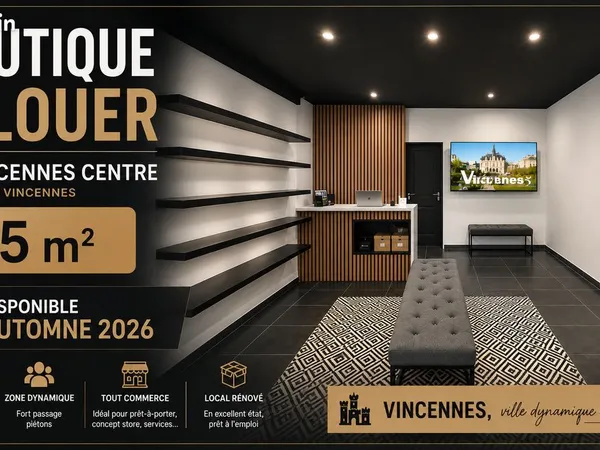 RARE : BOUTIQUE 25 m² À LOUER - VINCENNES CENTRE - RER A - MARCHÉ À 75 m
