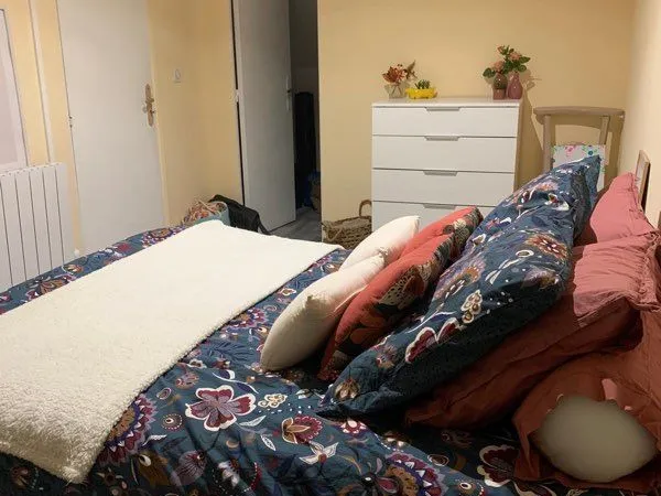 Bonjour Nous avons une chambre de 13m² un grand lit et un dressing. Vous aurez accès à un grand salo