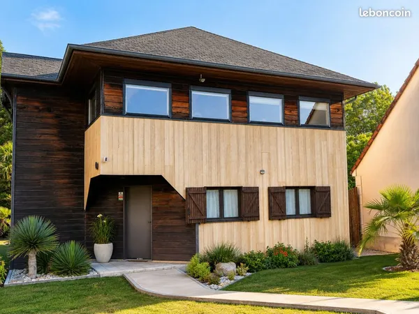 Maison bois atypique 145 m² - 8 500 m² de nature - Étang - Piscine