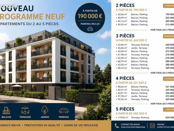 Appartement 2 pièces 43 m²