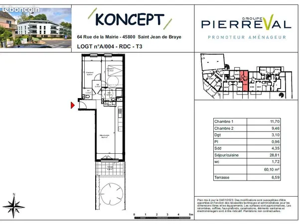 Appartement 3 pièces 60 m²