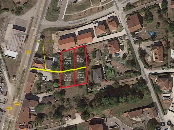 Terrain constructible 1074m2 à Voiron (38500)