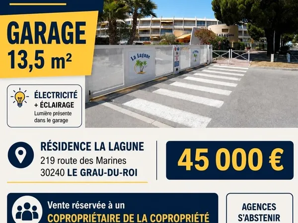 À vendre garage Port Camargue La lagune