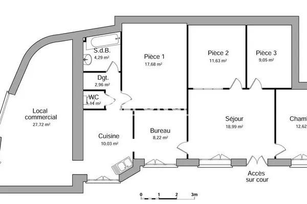 Local commercial 7 pièces 124 m²