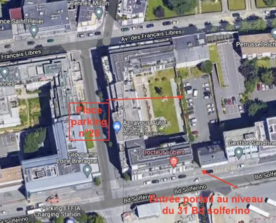 Vends parking vide ou loué