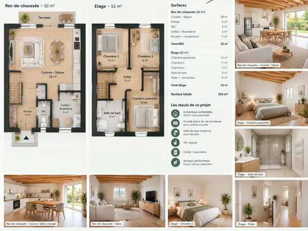 Maison 2 pièces 104 m²