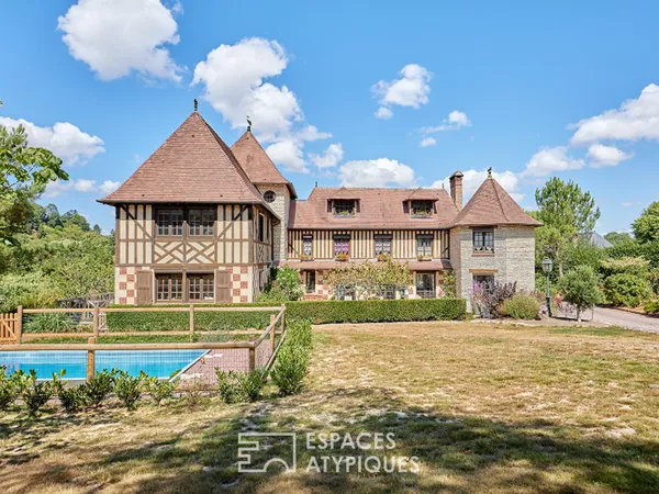 Manoir de caractère avec piscine et parc paysager