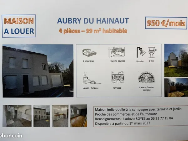 Maison 2 chambres + garage - location