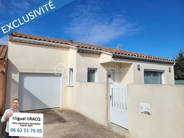 Villa F4 de plain pied sur 300 m² de terrain, quartier calme sur Nissan-Lez-Enserune 34440