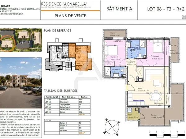 AGRÉABLE T3 de 70 M2 AVEC TERRASSES PROCHE DU CENTRE-VILLE
