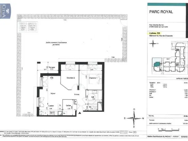 Appartement 3 pièces 57 m²