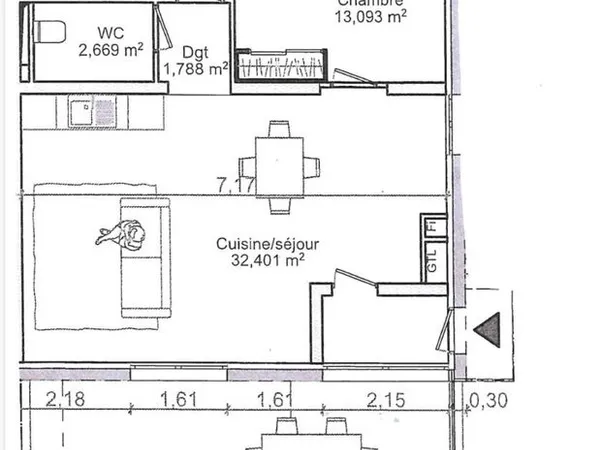 Appartement 2 pièces 57 m²