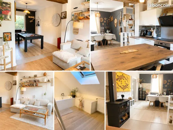 À louer maison meublée 110 m² - 3 chambres + salle de jeux - grand jardin