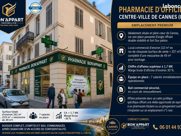 Fonds de commerce, pharmacie CANNES