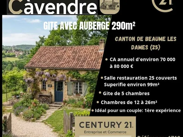 Vente gite avec auberge restaurant table d'hôtes