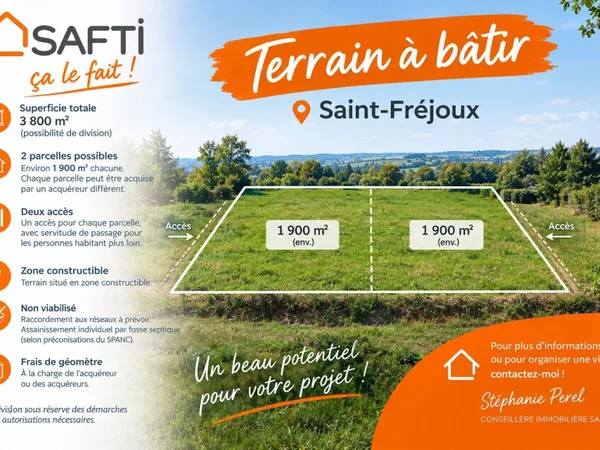 Terrain constructible de 3 800 m² - Saint-Fréjoux