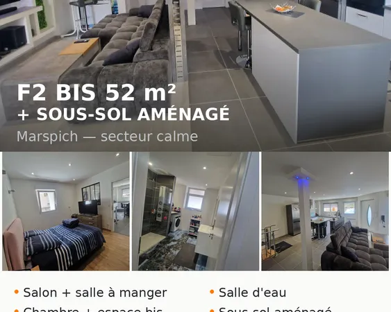 F2 BIS SS SOL AMENAGE 52m2