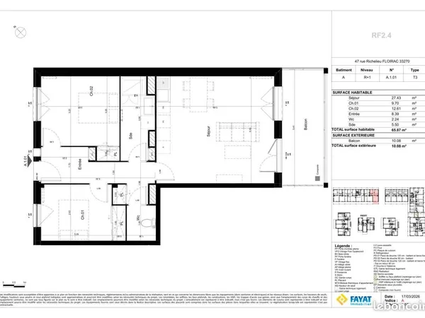 Appartement 3 pièces 65 m²