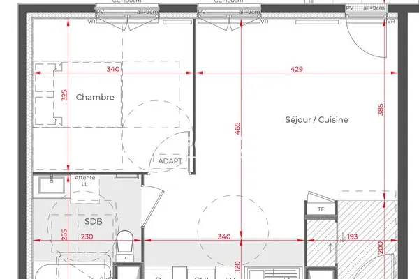 Appartement 2 pièces 44 m²