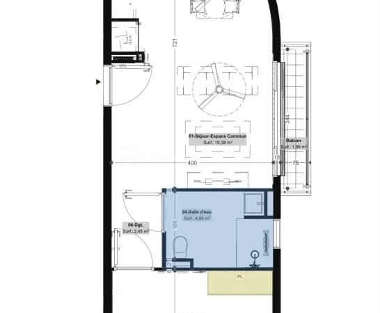 Appartement 2 pièces 46 m²