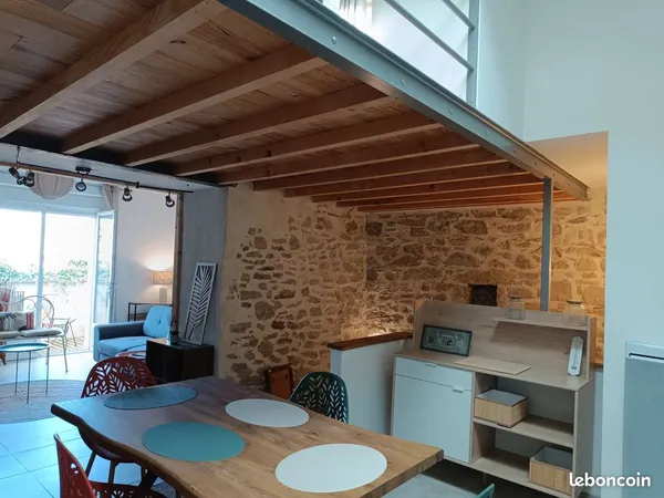 Appartement T2bis , style LOFT , pierre bois feronnerie