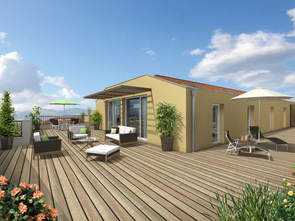 GENAY PROGRAMME NEUF RÉSIDENCE PARC ÉTOILES APPARTEMENT T3 AVEC TERRASSE DE 100 M² DEUX CHAMBRES