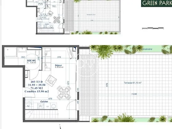 Duplex 3 pièces 71 m²