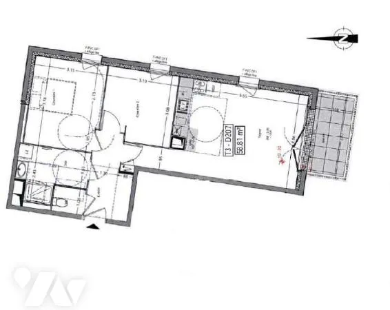 Appartement 3 pièces 59 m²
