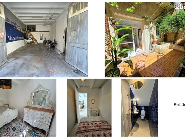 Maison de ville 5 pièces - 193 m² - Marseille Le Camas - Garage 43 m² - Cour - Balcon