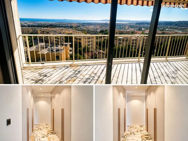 Nice ouest - dernier étage - vue mer panoramique - rénové