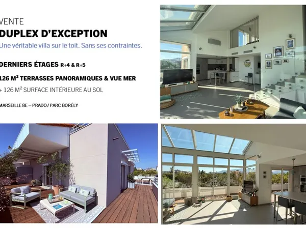 Duplex contemporain dernier étage en bord de mer avec 126m² de terrasses et prestations haut de gamm