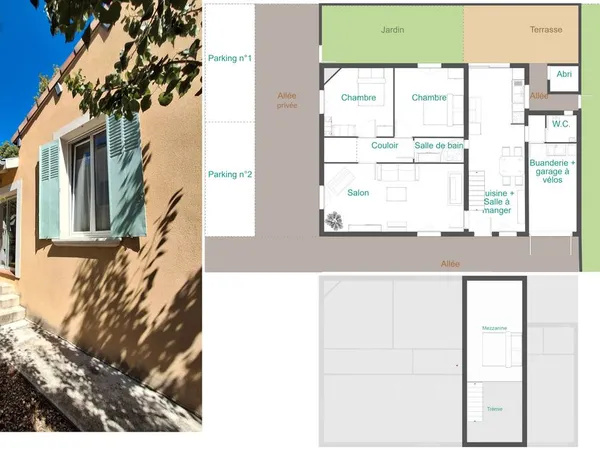 LOCATION AVIGNON CENTRE MAISON MEUBLEE 2-3 ch, surface utile 104m², JARDIN et PARKINGS PRIVES