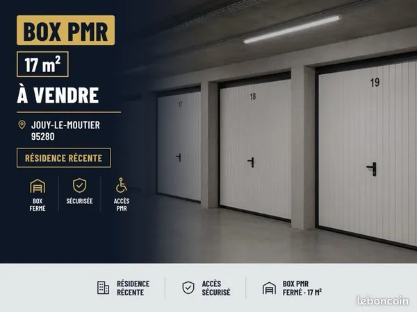 Parking box PMR 17m2 à vendre dans résidence récente