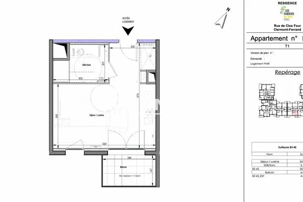 Studio 1 pièce 30 m²
