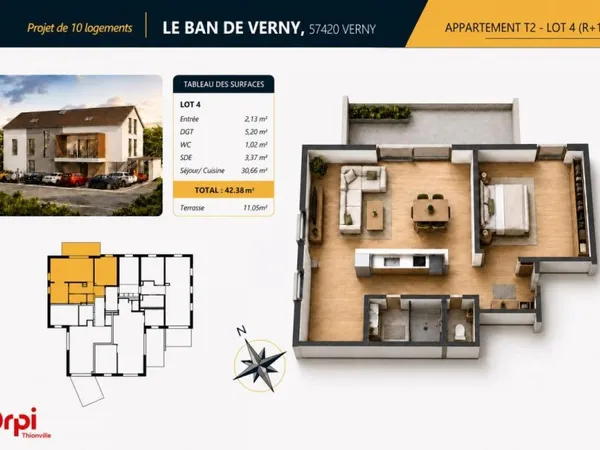 Appartement 2 pièces 42 m²
