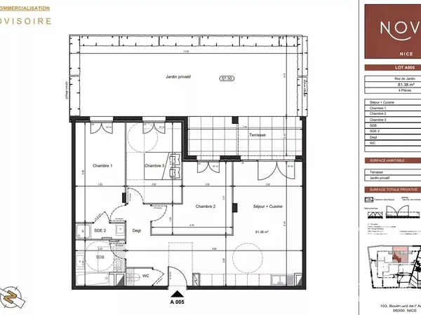Bel appartement 4 pièces avec jardin à Nice Ariane