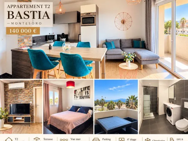 T2 avec terrasse vue mer & parking - Bastia Montesoro