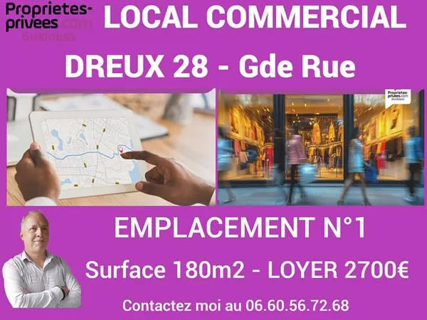 DREUX 28 - LOCAL COMMERCIAL 180 m2 - EMPLACEMENT N°1